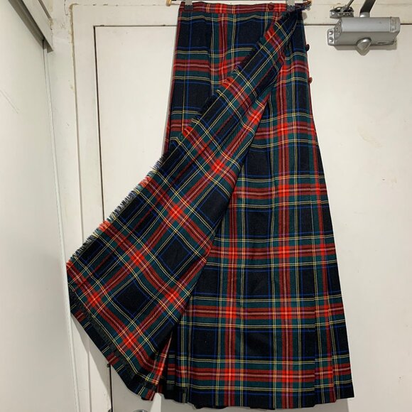 VINTAGE ALJEANS MAXI WOOL PLAID PLEATED KILT SKIRTS SIZE 8 - Picture 4 of 16